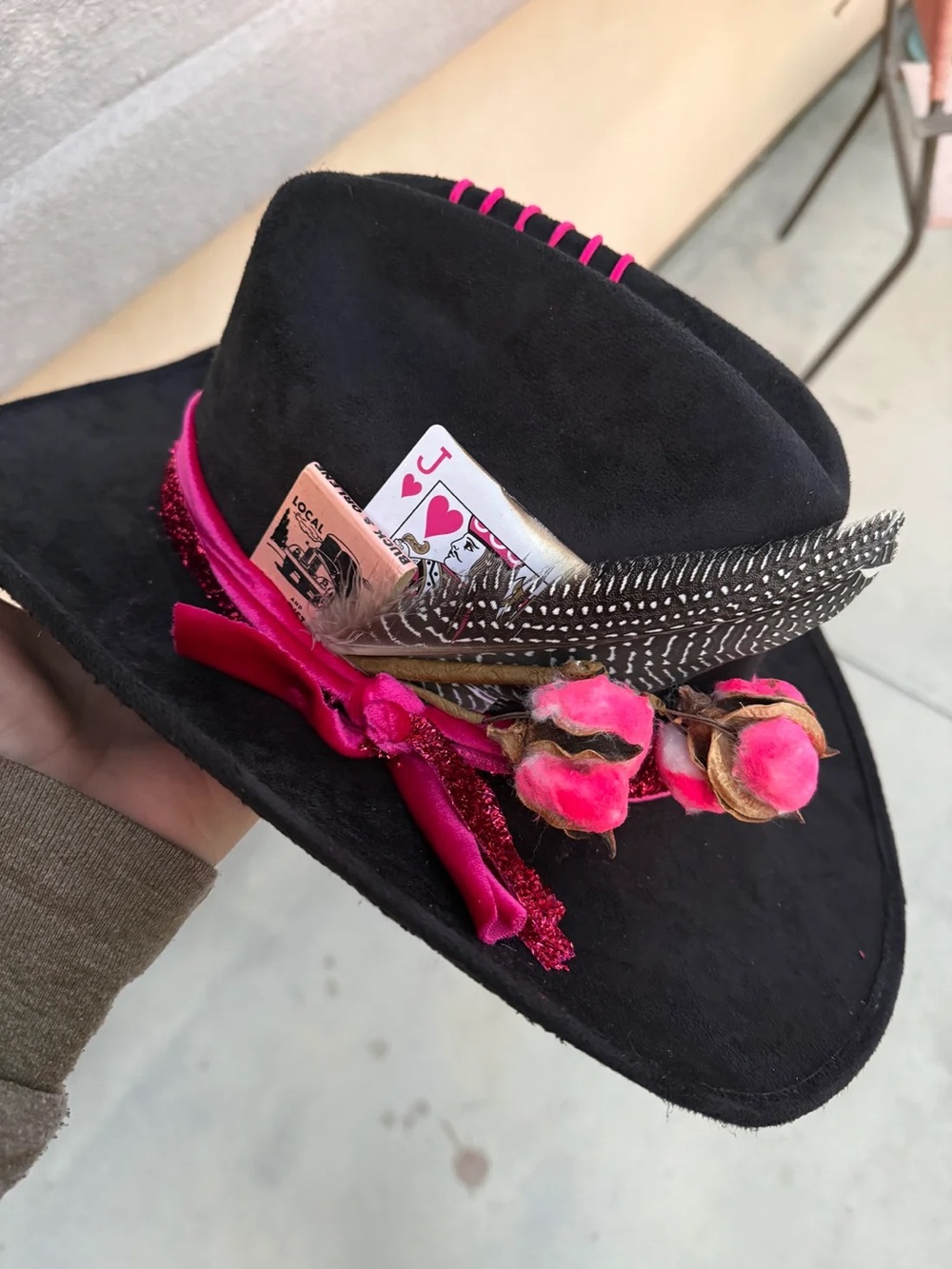 Pink black bless your heart cowboy hat western festival hat